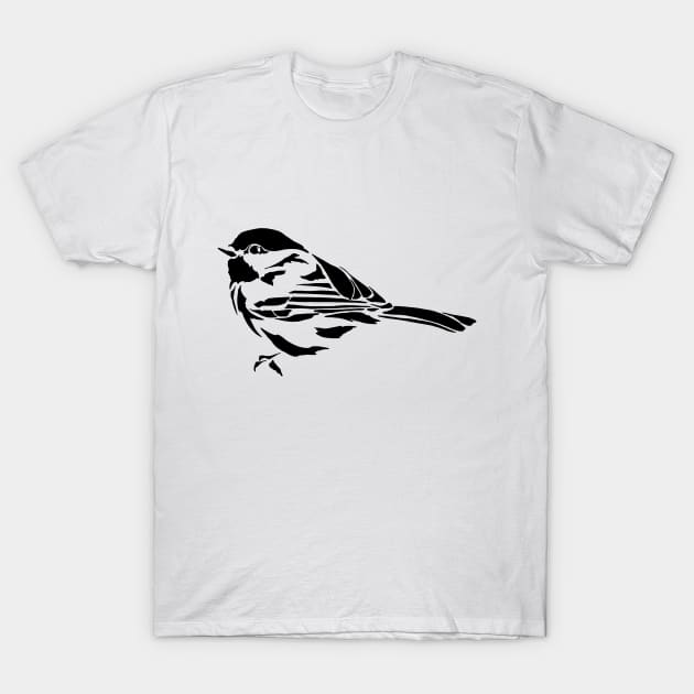 Minimalist Chickadee Stencil Art T-Shirt by New World Aster 